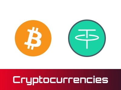 Crypto payment methods Bitcoin and Tether supported by MegaPari.