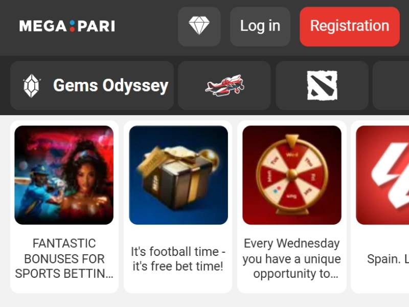 Official MegaPari homepage opened in mobile browser before app download.
