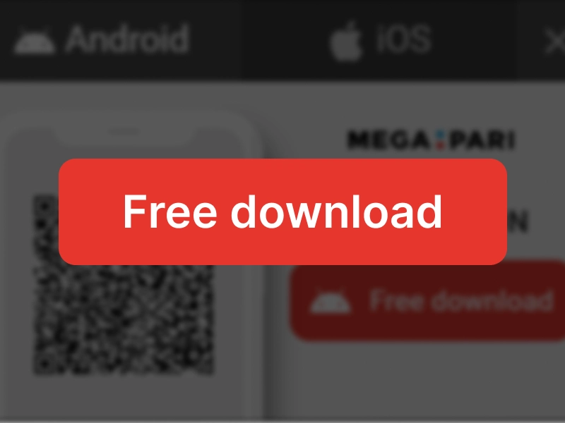 MegaPari Apps page showing Android icon and QR code for APK download.