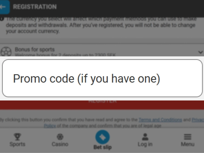 Highlighted promo code field with “NewBonus” entered during MegaPari registration.