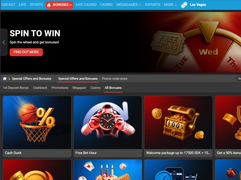 MegaPari bonus page