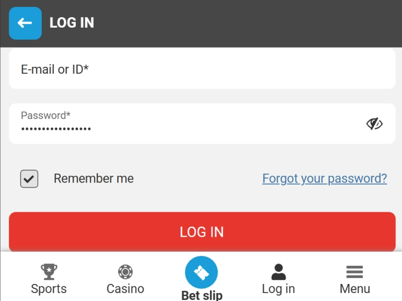 MegaPari mobile app login form with password field and confirmation button highlighted.