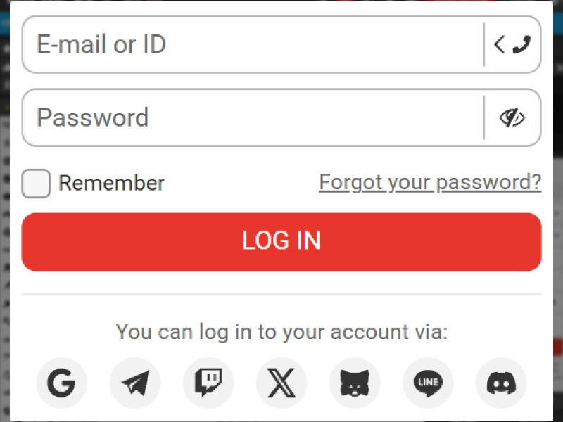 Login form on MegaPari website showing email and phone number fields highlighted.