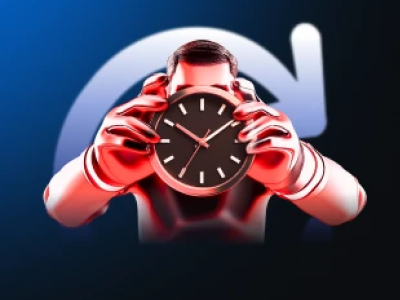 No Deposit Bonus icon - red sports figure holding a clock symbolizing instant betting rewards and casino bonuses.