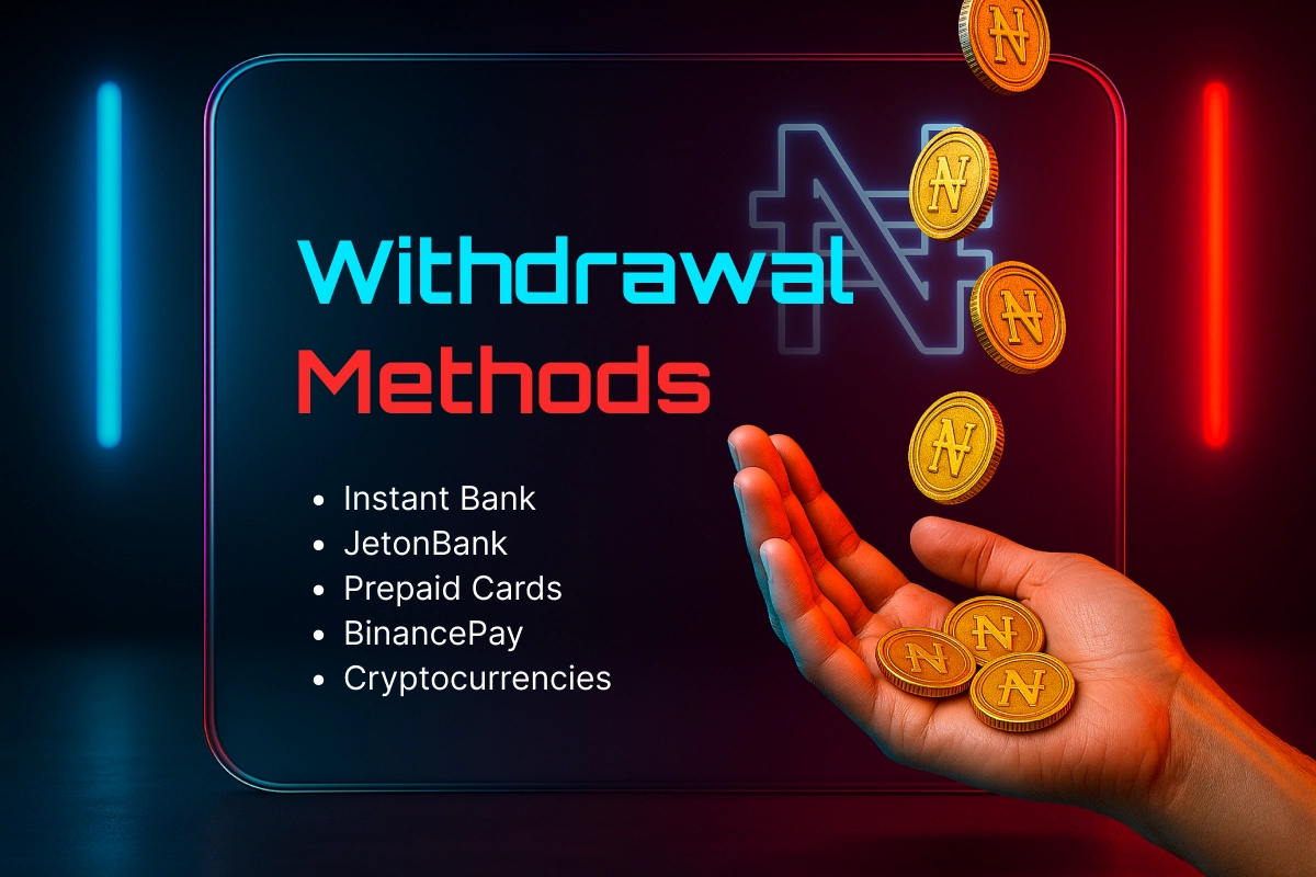 Withdrawal methods - hand catching falling gold coins showing MegaPari payout options with instant and crypto withdrawals