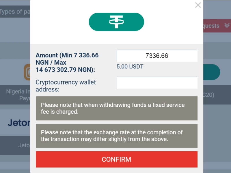 MegaPari withdrawal page displaying available payment methods such as bank transfer, e-wallets, and crypto.