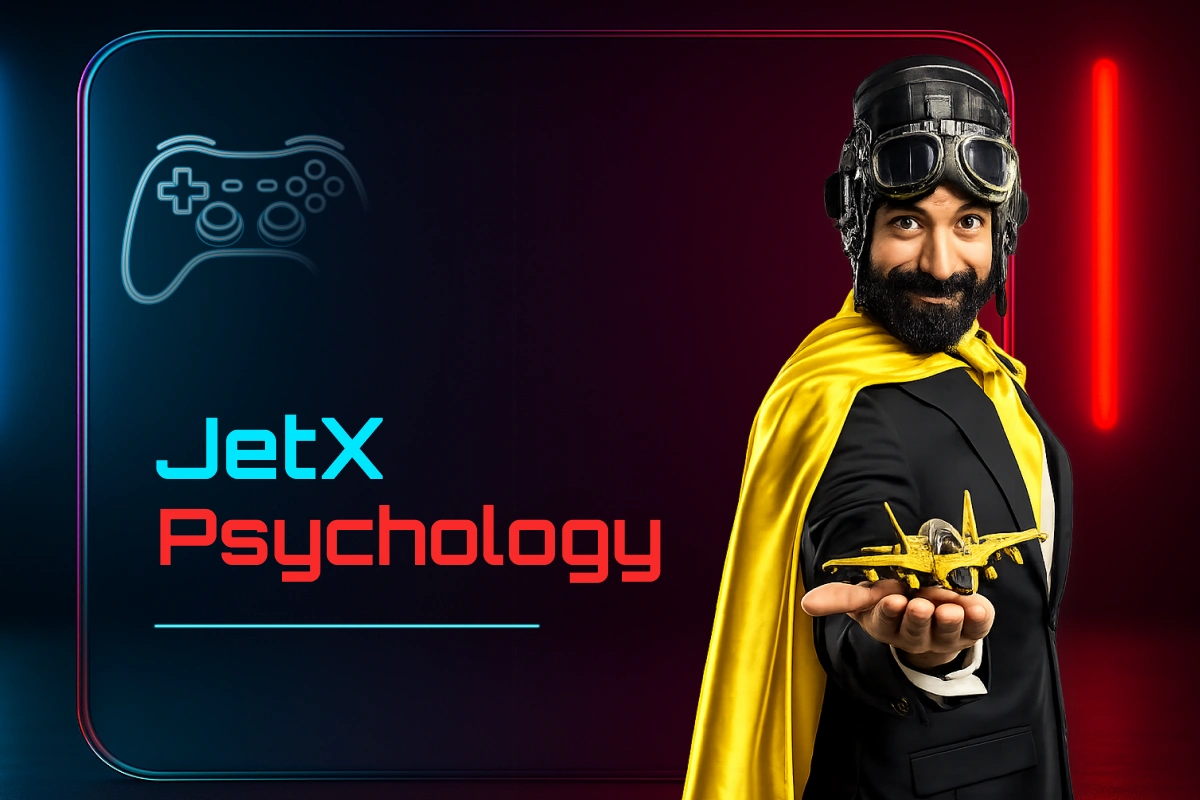 JetX psychology concept featuring a pilot character representing strategy and decision making